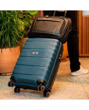 Mala Média 23 kg Polipropileno 4 Rodas Zíper Safebag SwissOne Genebra II Preta e Verde – foto 2