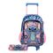 Kit Mochila de Rodinha e Estojo Infantil Feminino Stitch