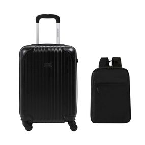 Kit Mala de Bordo 10 kg Abs 4 Rodas Turquia Preta + Mochila Masculina Executiva para Notebook Slim Horizonte