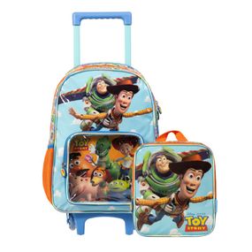 Kit Mochila de Rodinha e Lancheira Térmica  Infantil Masculina Toy Story Azul