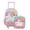 Kit Mochila de Rodinha e Lancheira Térmica  Infantil  Feminina Unicórnio Rainbow