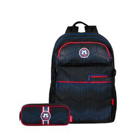 Kit Mochila e Estojo Masculino Futebol Preta