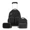 Kit Mochila de 4 Rodinhas, Lancheira Térmica, Estojo Juvenil Masculino Color Block Preto