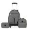 Kit Mochila de 4 Rodinhas, Lancheira Térmica, Estojo Juvenil Masculino Color Block Cinza