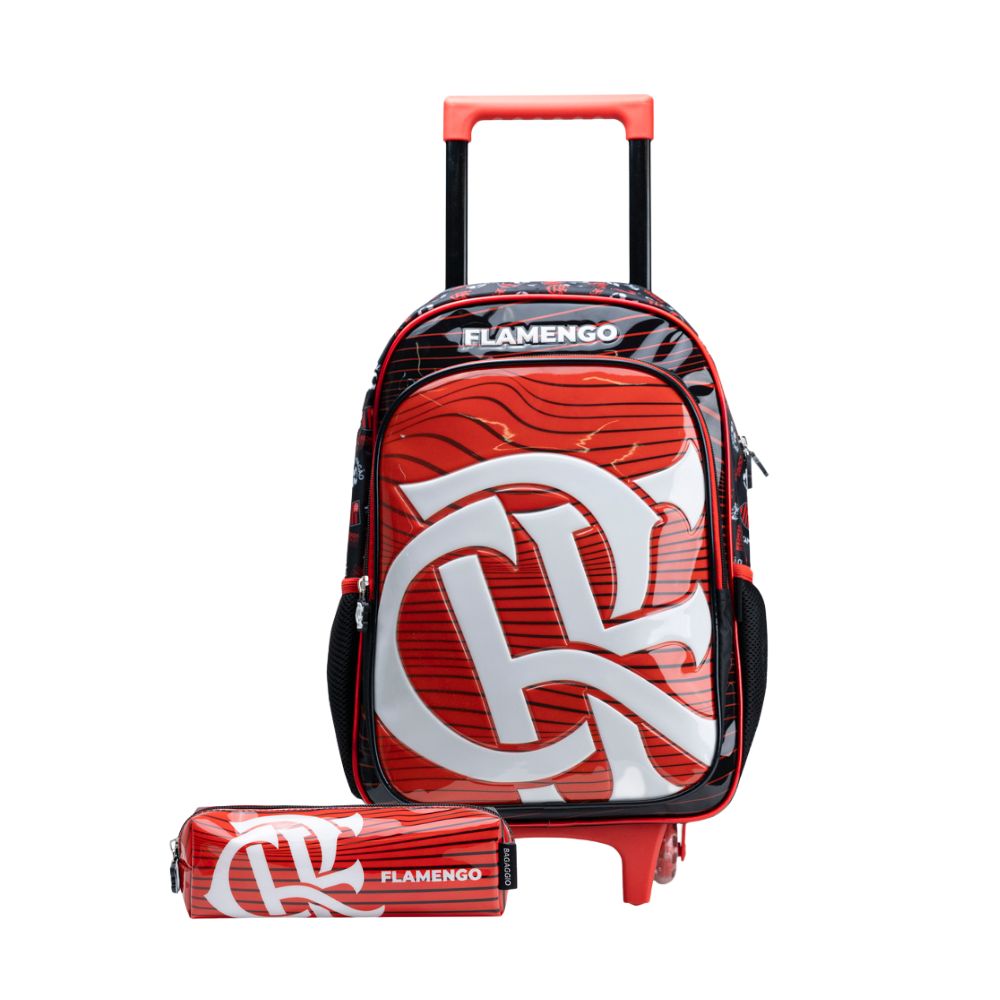 Kit Mochila de Rodinha e Estojo do Flamengo Masculina Oficial