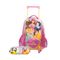 Kit Mochila de Rodinhas e Estojo Infantil Feminina Princesas Rosa