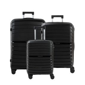 Conjunto de Malas Polipropileno 4 Rodas P, M e G Rover Preta