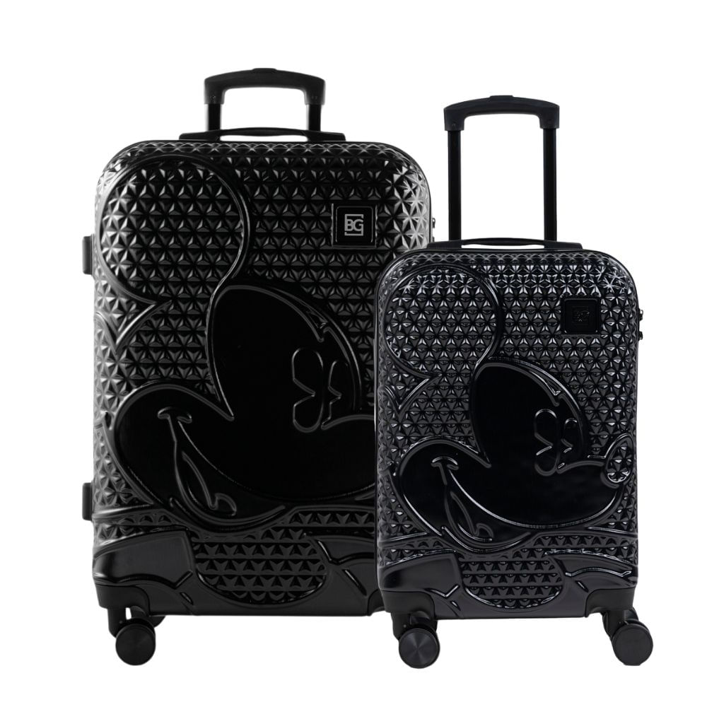 Conjunto de Malas ABS 4 Rodas P e M Mickey Epcot Preta