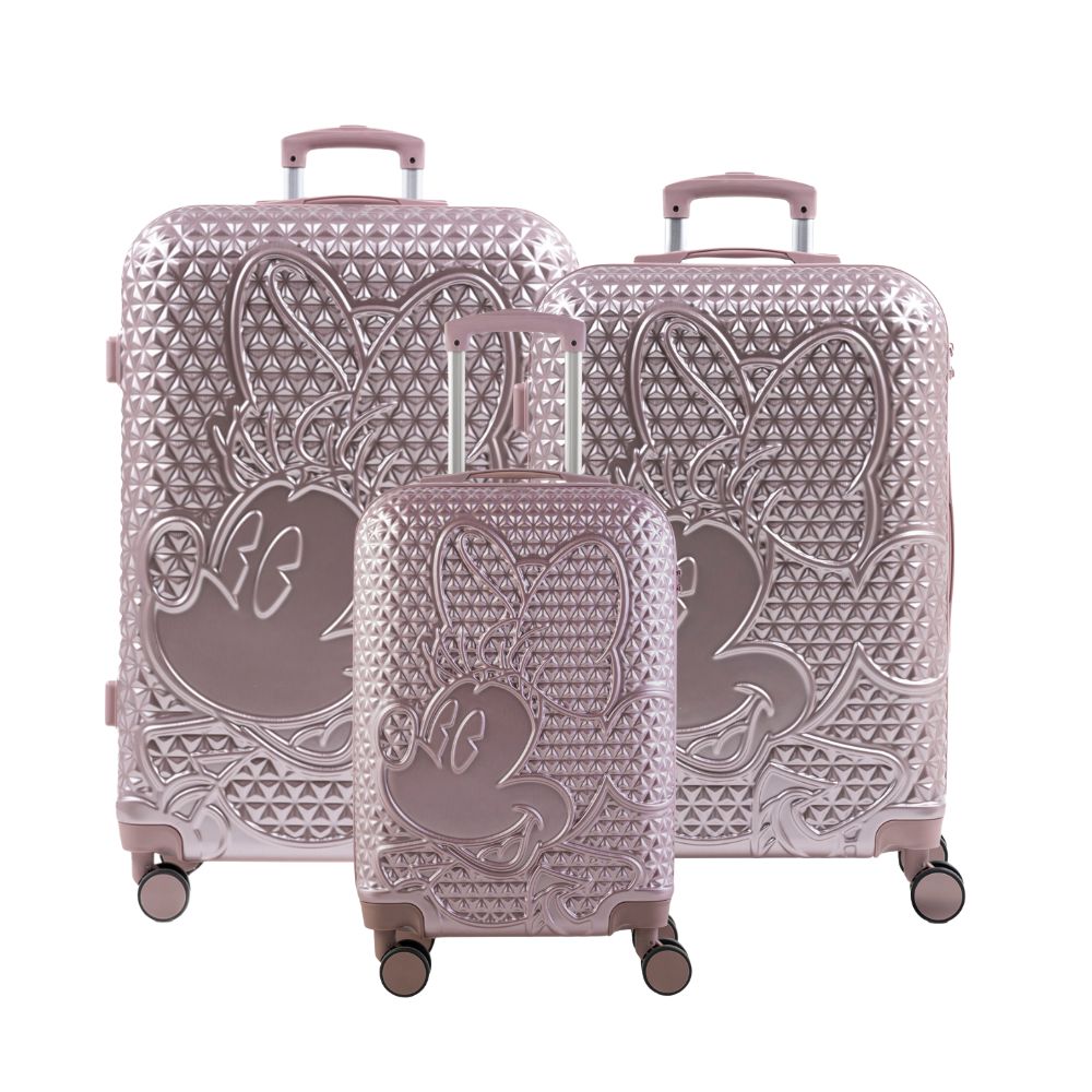 Conjunto de Malas ABS 4 Rodas P, M e G Minnie Epcot Rosé