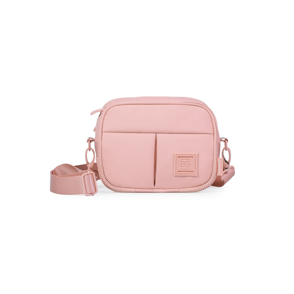 Bolsa Transversal Feminina Pequena Esportiva Puff Rosa Claro