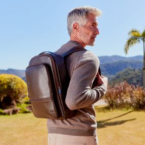 Mochila Masculina Executiva de Couro para Notebook Joá Café – foto 2