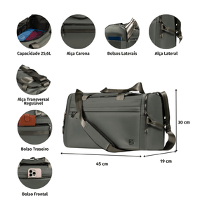 Bolsa de Viagem Grande Nylon Travel Light Preto – foto 2