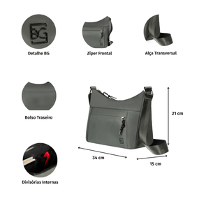 Bolsa Feminina Transversal Grande Nylon Travel Light Preto – foto 2