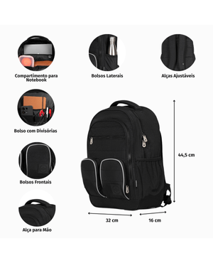 Mochila Escolar Masculina Juvenil Color Block Preto – foto 2