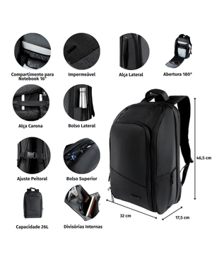 Mochila Masculina Executiva para Notebook Resistente à Água Advanced Grande Preta – foto 3