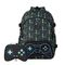 Kit Mochila e Estojo Box Masculino Video Game Preta