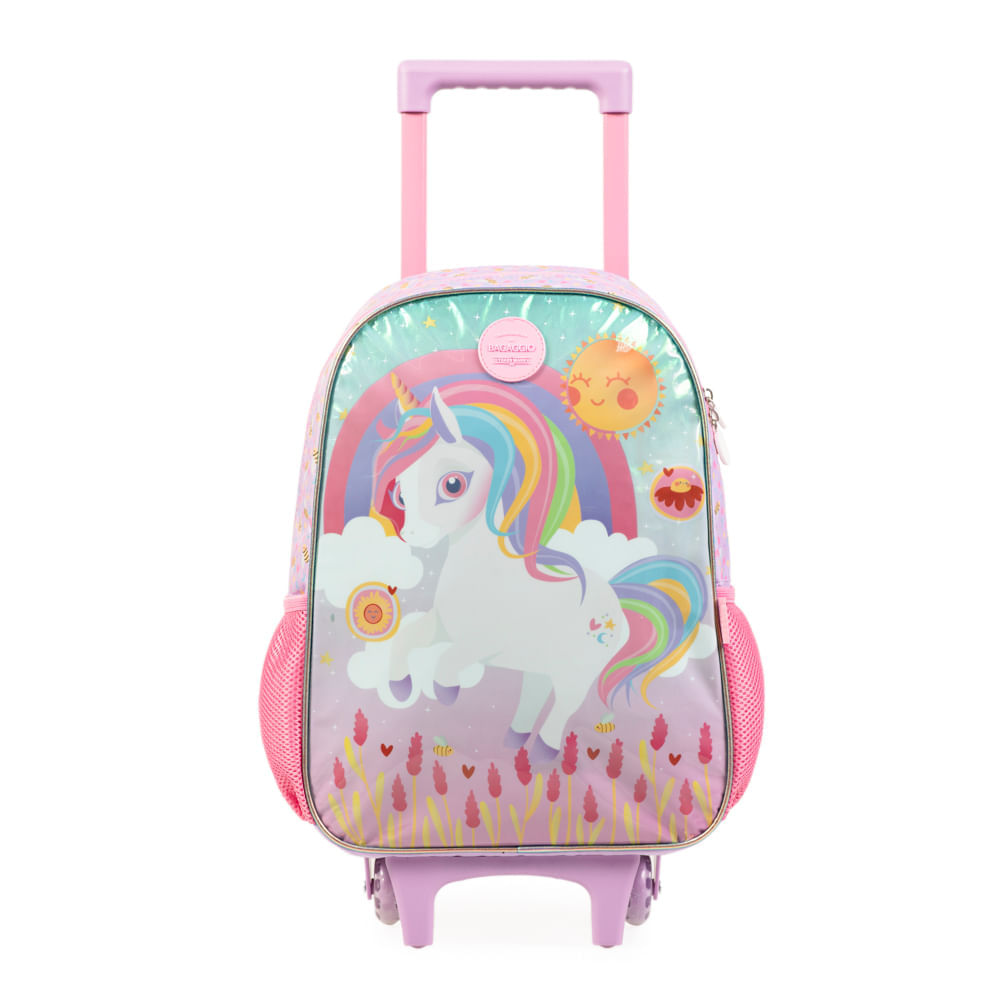 Mochila de Rodinha Infantil Feminina Unicórnio Rainbow