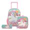 Kit Mochila de Rodinha, Lancheira Térmica, Estojo  Infantil Feminino Unicórnio Rainbow