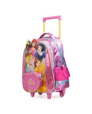 Mochila de Rodinha Infantil Feminina Princesas Rosa – foto 4