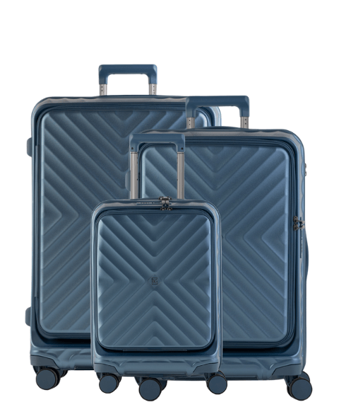 Conjunto de Malas Policarbonato 4 Rodas Barcelona II Azul P, M e G