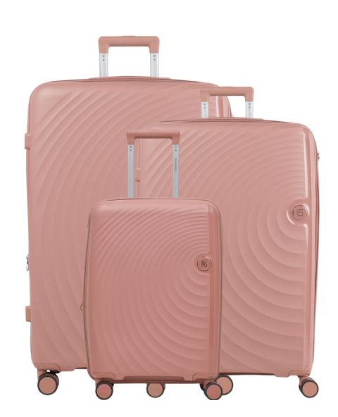 Conjunto de Malas Polipropileno 4 Rodas Cartagena Rosé P,  M e G