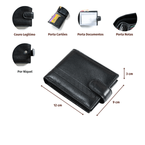 Carteira Masculina de Couro com Zíper Newton Preta – foto 2