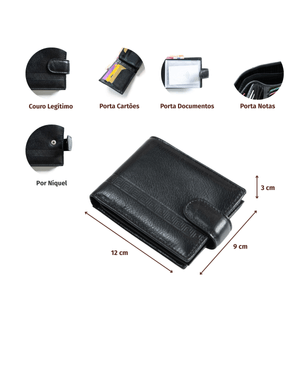 Carteira Masculina de Couro com Zíper Newton Preta – foto 2