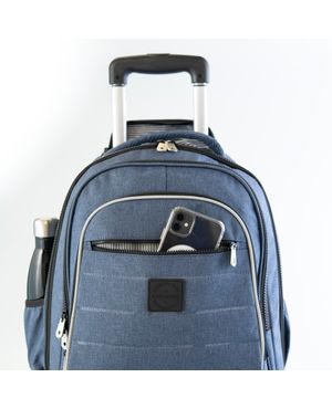 Mochila Escolar Juvenil Masculina de 4 Rodinhas Color Block II Azul – foto 9