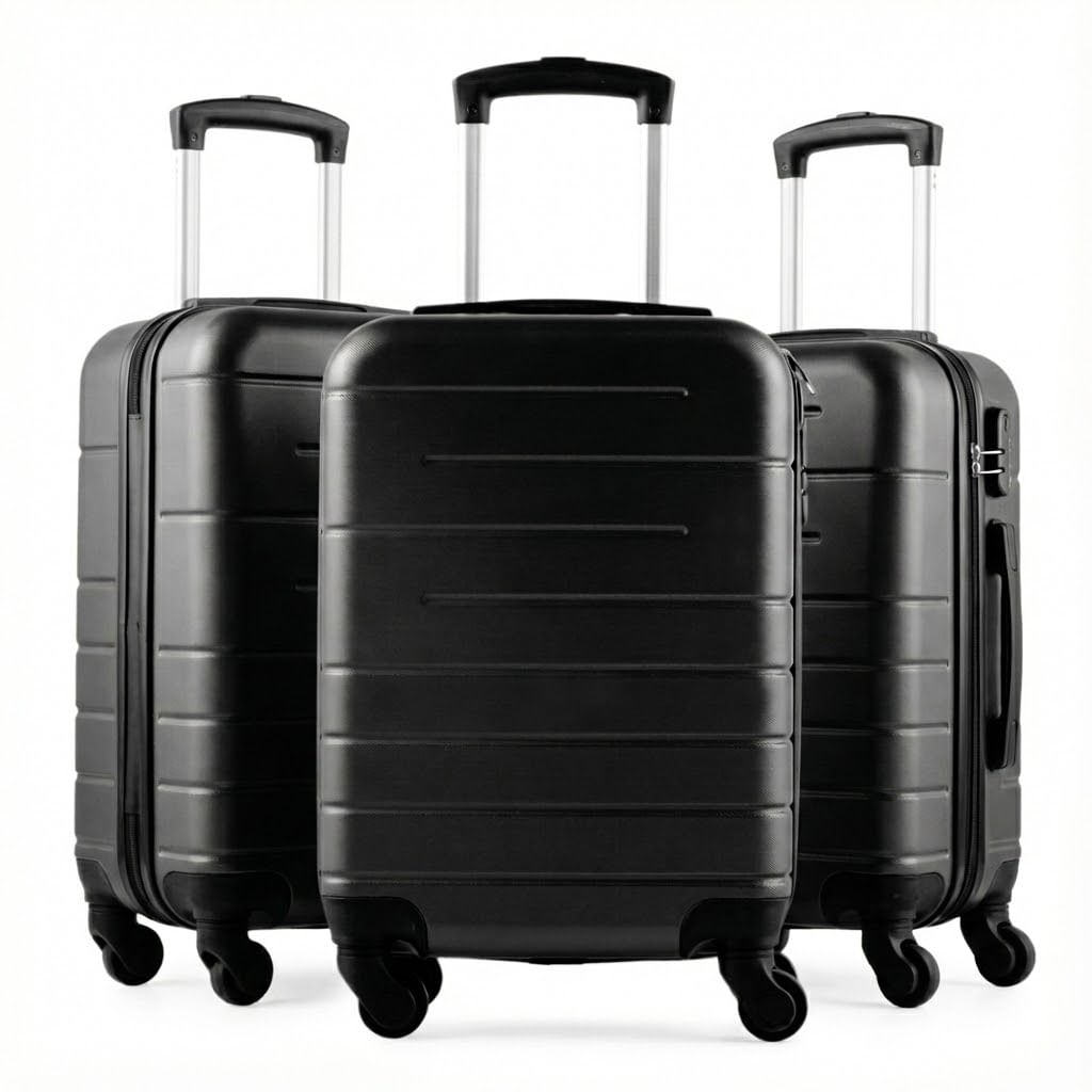 Conjunto de 3 Malas de Bordo PP 8 Kg ABS 4 Rodas 18,5" Downtown Preta
