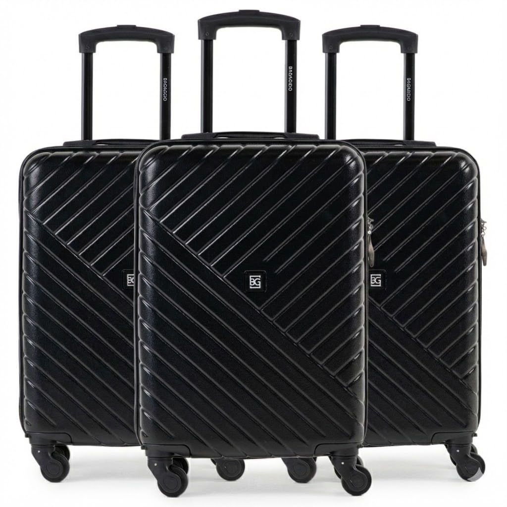 Conjunto de 3 Malas de Bordo 10 kg Abs 4 Rodas Detroit Preta II