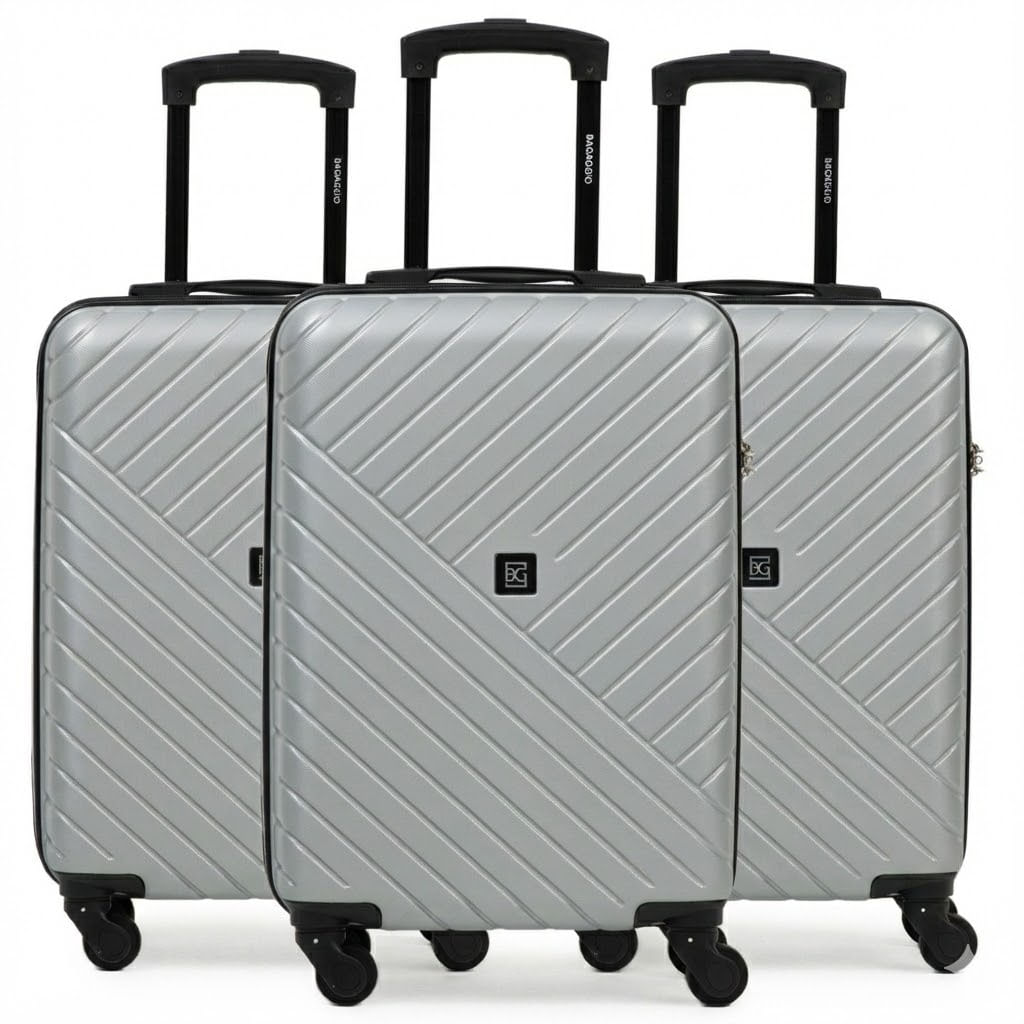 Conjunto de 3 Malas de Bordo 10 kg Abs 4 Rodas Detroit Prata