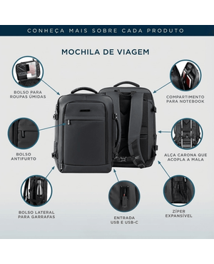 Mochila de Viagem Vacuum Airtrack Preta – foto 2