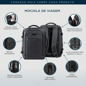 Kit de Mochila de Viagem Vacuum Airtrack Preta e Bomba de Sucção Elétrica Portátil Branca – foto 2