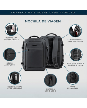 Kit de Mochila de Viagem Vacuum Airtrack Preta e Bomba de Sucção Elétrica Portátil Branca – foto 2