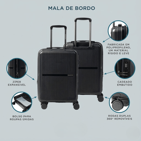 Kit Mala de Bordo 10 Kg Airtrack Preta e Bomba de Sucção Elétrica Portátil Branca – foto 2