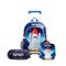 Kit Mochila de Rodinhas, Lancheira Térmica e Estojo Escolar Masculino Foguete Nasa Azul