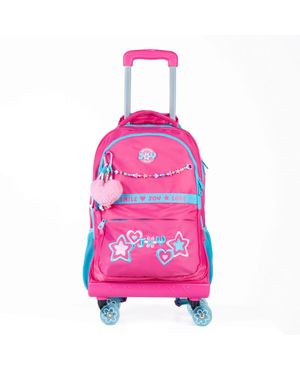 Kit Mochila de Rodinha Feminina, Lancheira Térmica Juvenil BG Joy Rosa – foto 4