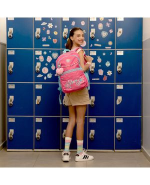 Kit Mochila Escolar Feminina, Lancheira Térmica, Estojo Box Juvenil BG Joy Rosa – foto 2