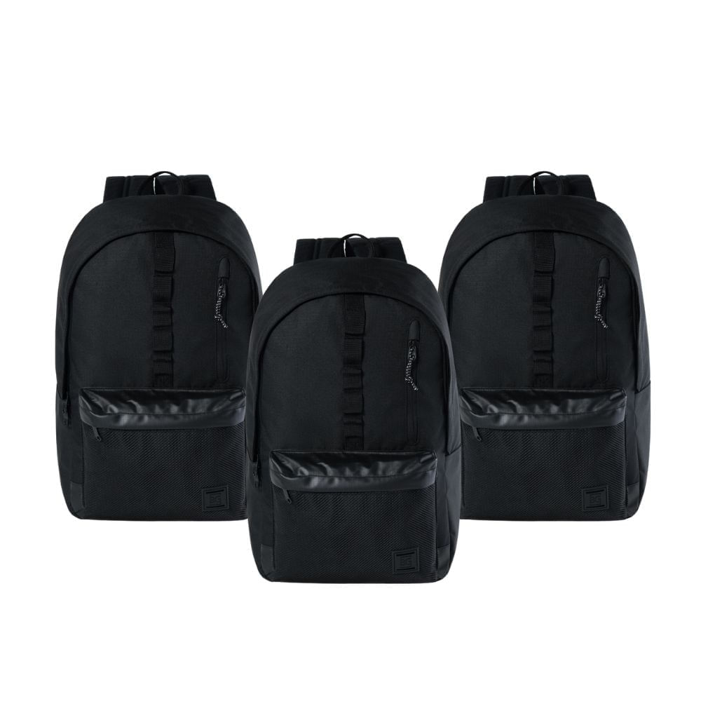 Kit com 3 Mochilas com Porta Notebook BG Net Preta