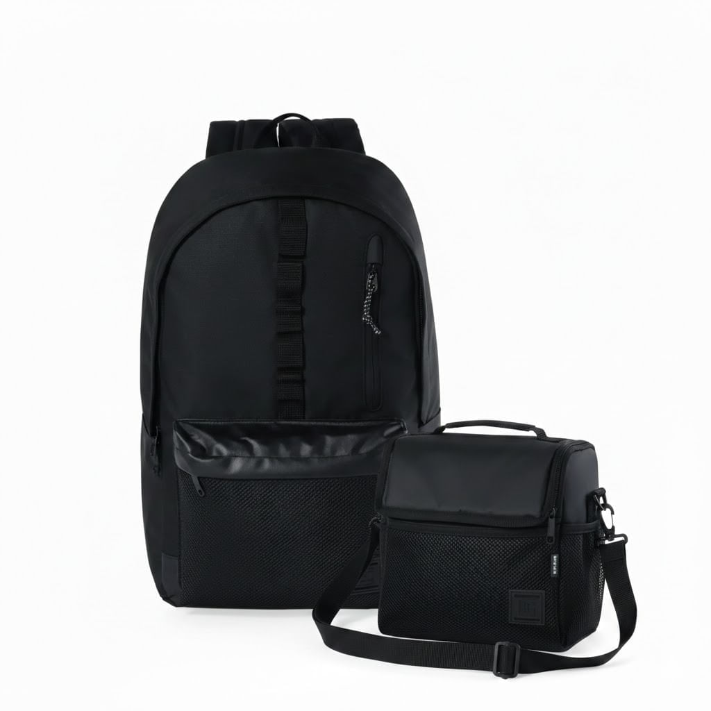 Kit Mochila, Lancheira Masculina BG Net Preta