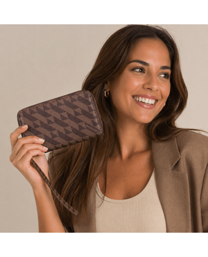 Carteira Feminina Pequena com Alça Monograma BG Marrom – foto 2