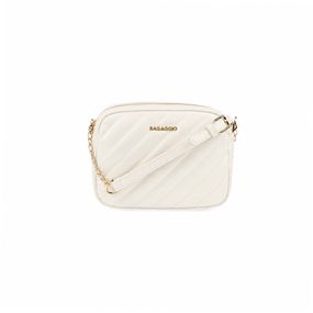 Bolsa Transversal Feminina Com Correntes Matelassê Off White