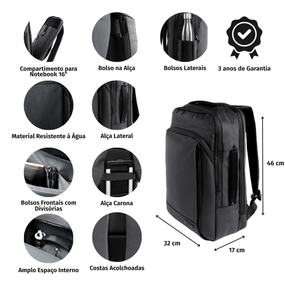 Mochila Masculina Executiva para Notebook Resistente à Água Advanced Preta – foto 2