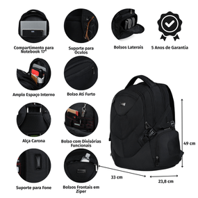 Mochila Masculina Grande Para Notebook Tokyo Preta – foto 2